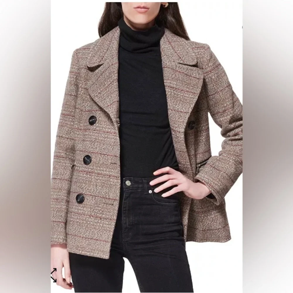 MARALYN & ME Juniors' Notched-Collar Double-Breasted Peacoat - Medium - Picture 3 of 11